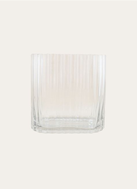 VASE RECTANGULAIRE EN VERRE STRIÉ GRAND FORMAT