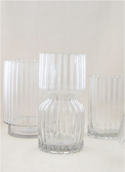 VASE RECTANGULAIRE EN VERRE STRIÉ GRAND FORMAT