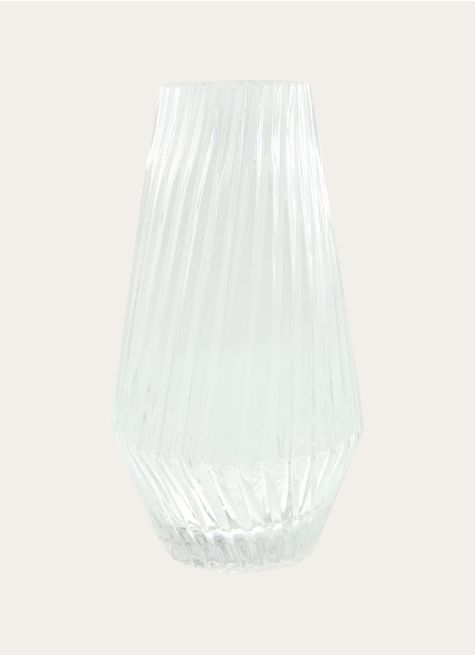 VASE EN VERRE STRIÉ GRAND FORMAT