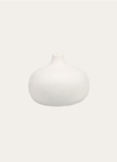 VASE BOULE EN PORCELAINE EFFET STRIÉ