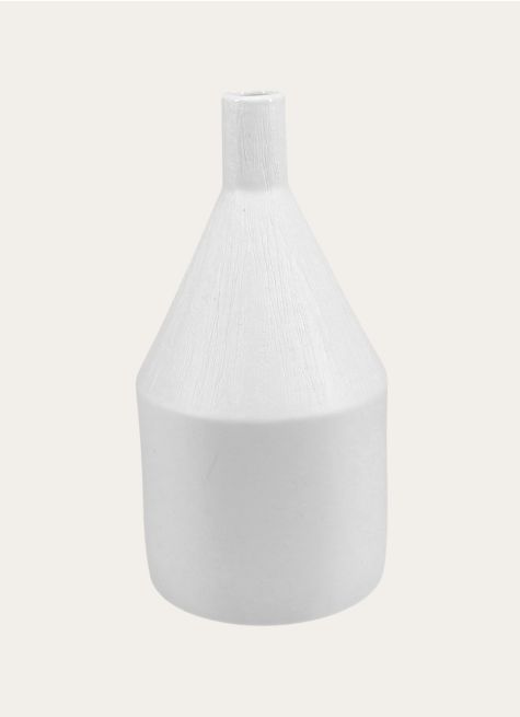 VASE EN PORCELAINE CUBIQUE EFFET STRIÉ