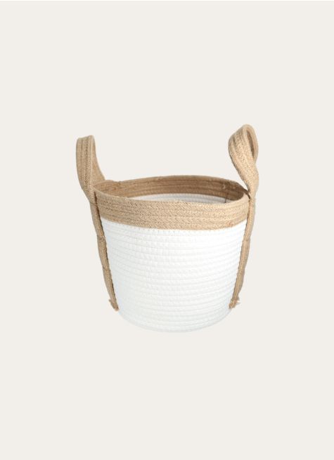PETIT PANIER BICOLORE EN CORDES DE COTON ET ANSES