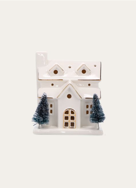 PETITE MAISON LUMINEUSE AVEC SAPIN À POSER