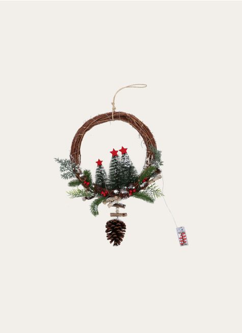 COURONNE LUMINEUSE SAPINS ET POMME DE PIN