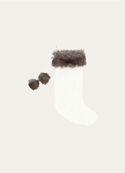 CHAUSSETTE TRICOT ET FAUSSE FOURRURE À SUSPENDRE