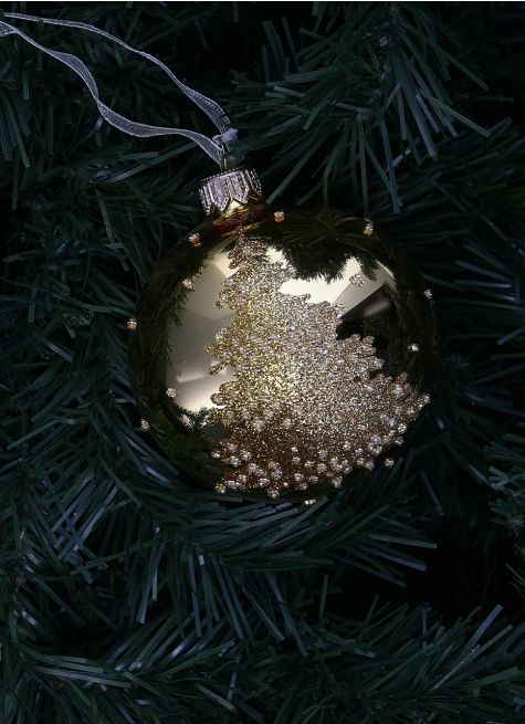 BOULE EN VERRE SAPIN À PAILLETTES