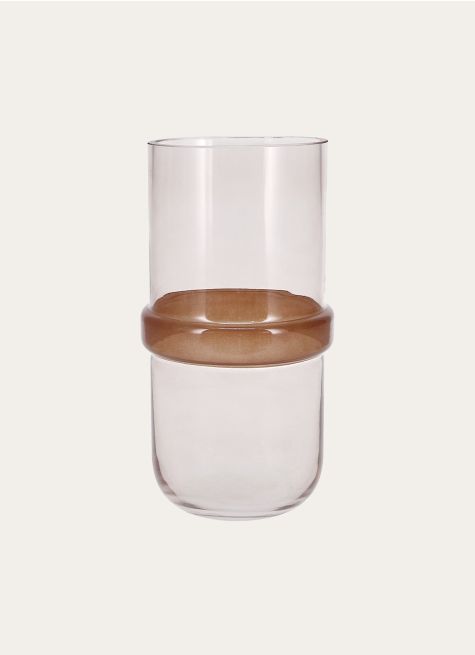 VASE EN VERRE AVEC CERCLE FAIT MAIN