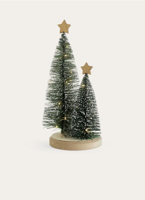 ENSEMBLE DE 2 SAPINS LUMINEUX SUR SOCLE