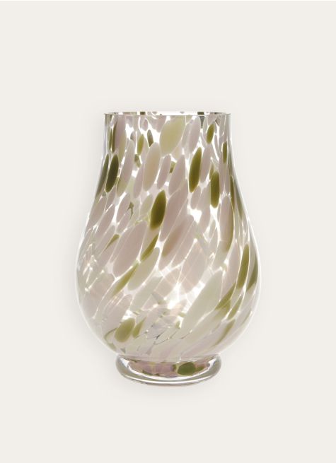 VASE EN VERRE TRANSPARENT TACHETÉ