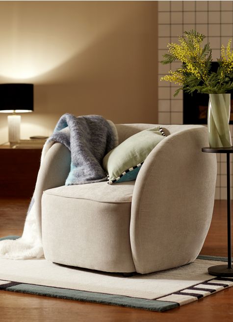 FAUTEUIL LARGE EN TISSU - DESIGN SANS PIED