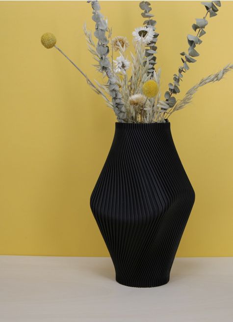 VASE EN POLYRÉSINE FORME ORIGINALE STRIÉE