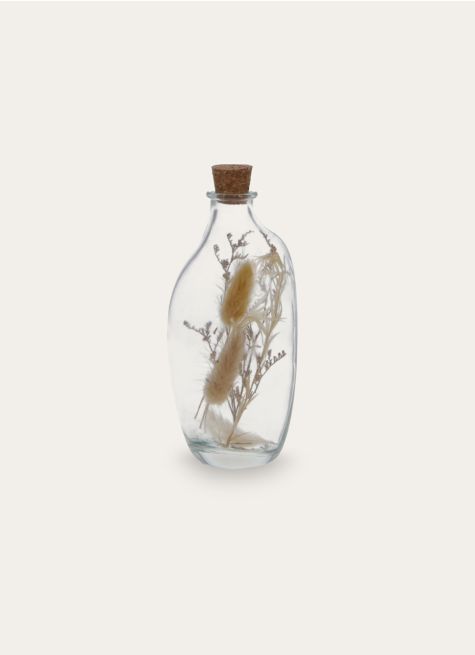 BOUTEILLE EN VERRE AVEC FLEURS SÉCHÉES