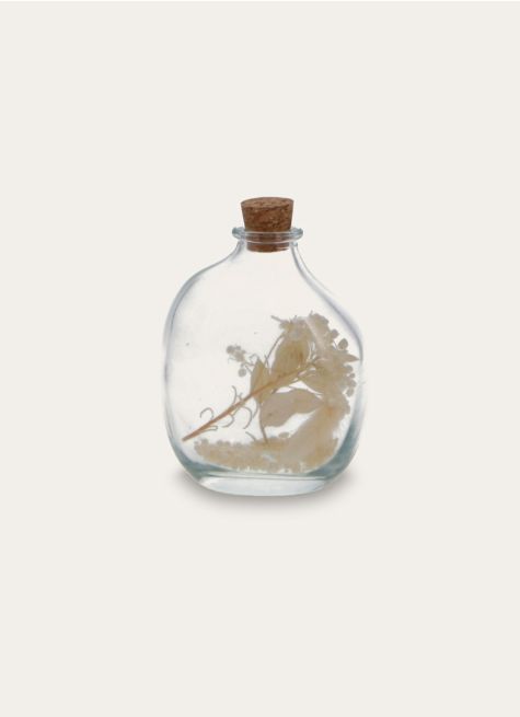 PETITE BOUTEILLE EN VERRE AVEC FLEURS SÉCHÉES