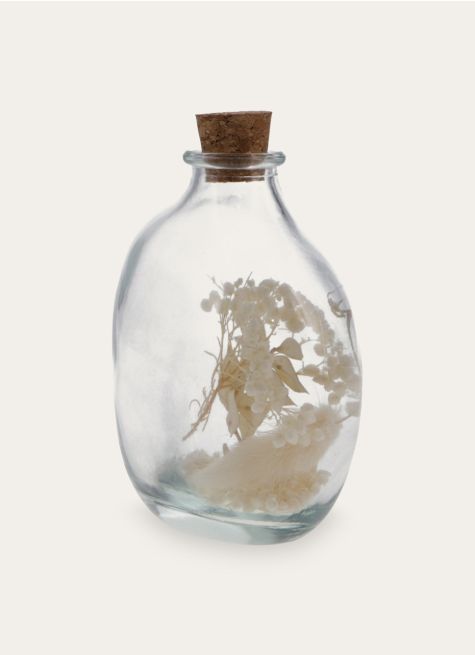 PETITE BOUTEILLE EN VERRE AVEC FLEURS SÉCHÉES