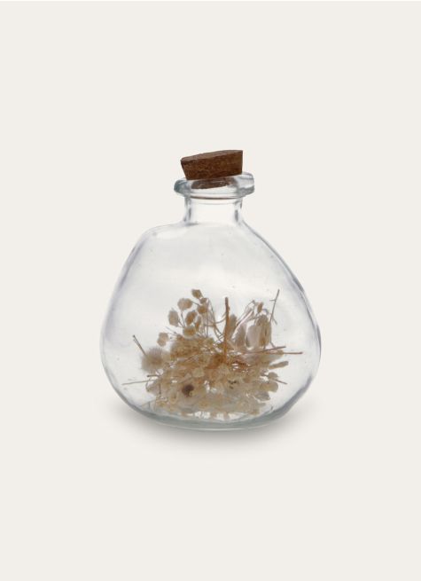 GRANDE BOUTEILLE EN VERRE AVEC FLEURS SÉCHÉES