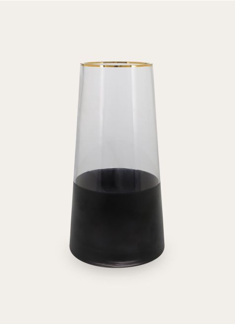 VASE EN VERRE BICOLORE AVEC LISERET DORÉ