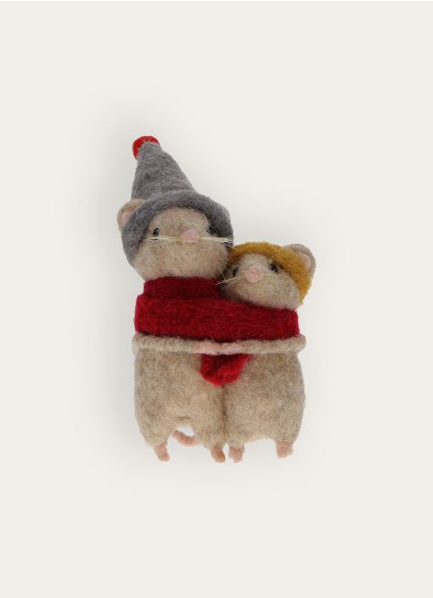DUO DE PETITES SOURIS DÉCORATIVES EN FEUTRE