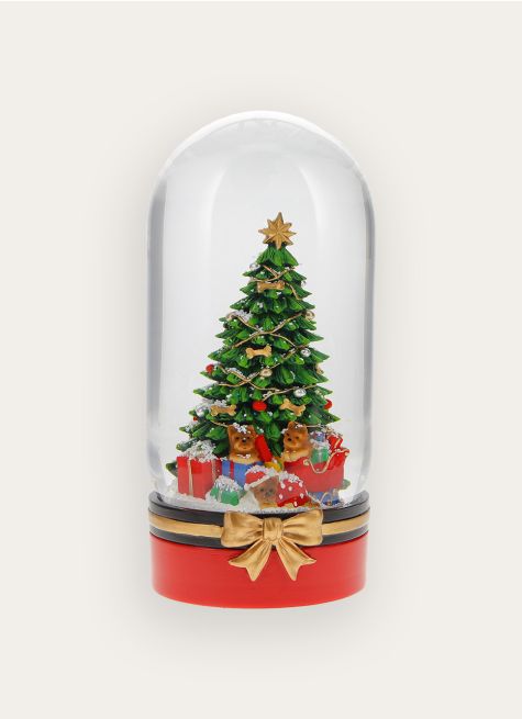 BOULE À NEIGE LUMINEUSE - SAPIN DÉCORÉ ET CHIENS