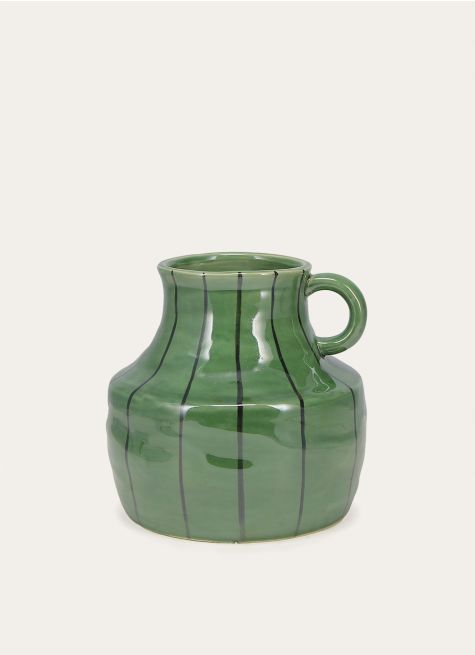 PETIT VASE EN GRÈS À ANSE RAYÉ
