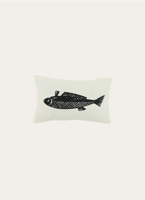 COUSSIN EN COTON BRODERIE POISSON