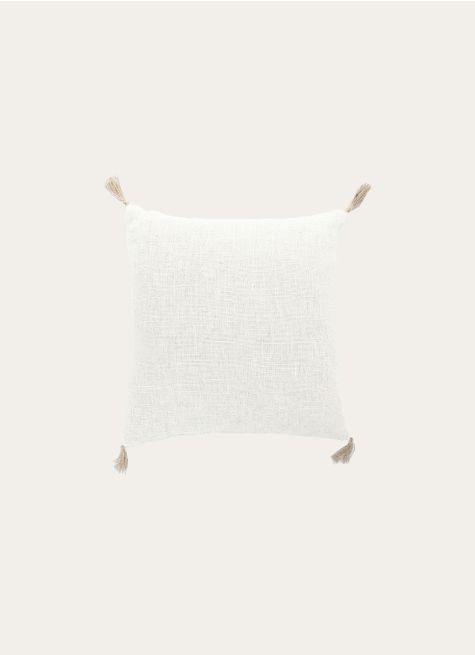COUSSIN EN VISCOSE ET LIN AVEC DES POMPONS