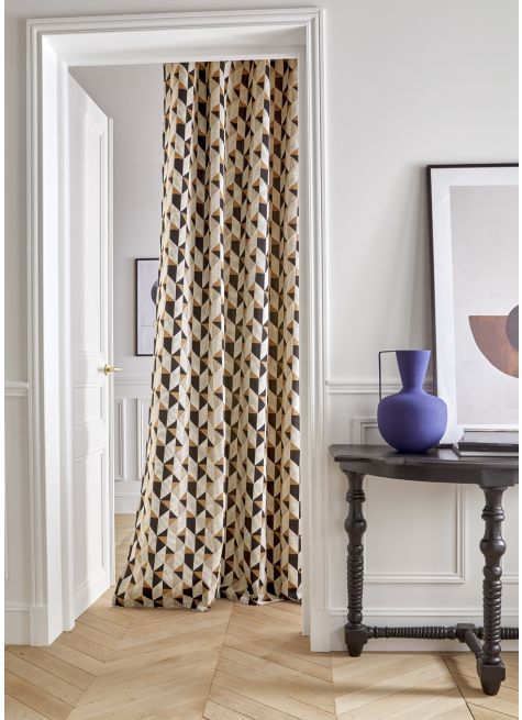 RIDEAU EN JACQUARD MOTIFS G&Eacute;OM&Eacute;TRIQUES