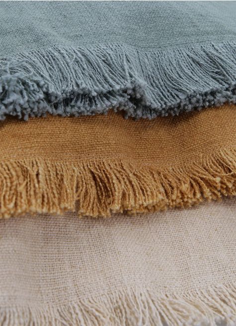 HOUSSE DE COUSSIN À FRANGES COTON ET LIN