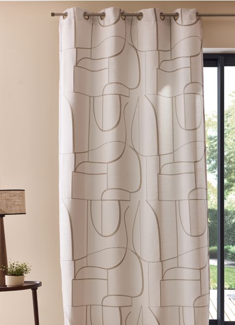 RIDEAU JACQUARD À MOTIF GÉOMÉTRIQUE CONTRASTÉ