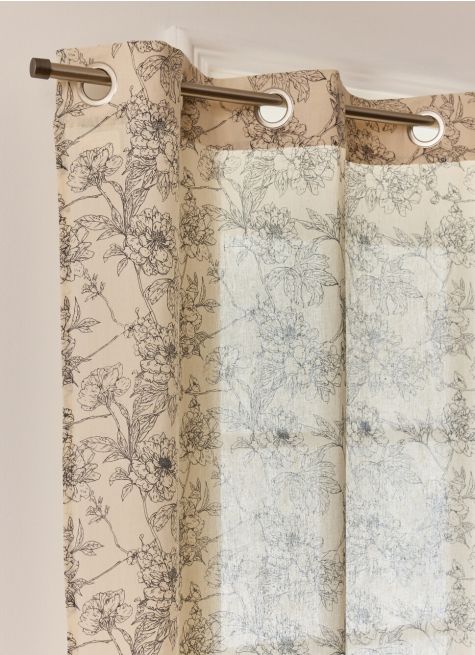 RIDEAU FLUIDE IMPRIMÉ DE FLEURS EN COTON ET LIN