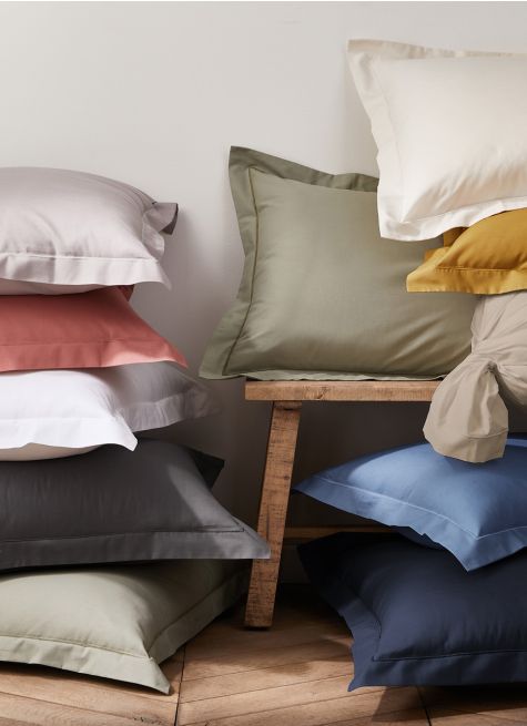 TAIE D'OREILLER UNIE EN COTON