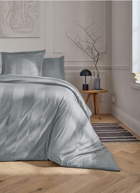 HOUSSE DE COUETTE RAYÉE EN SATIN DE COTON