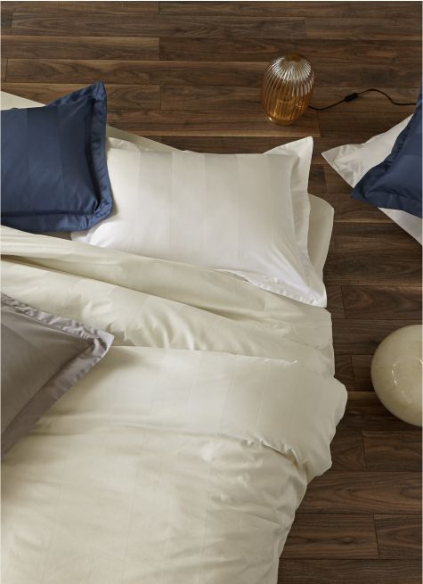 TAIE DE TRAVERSIN EN SATIN DE COTON JACQUARD RAYÉ