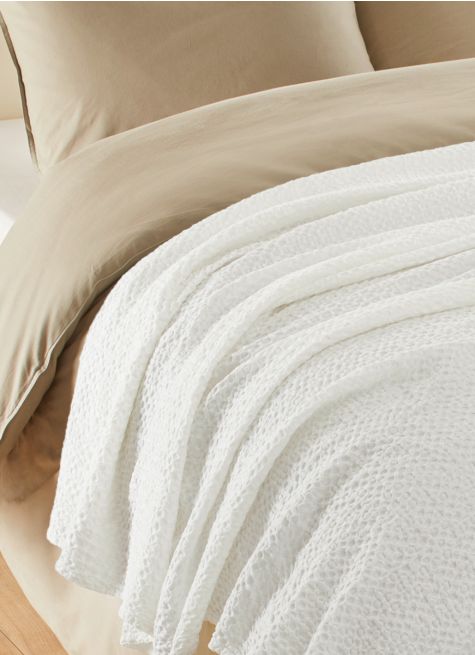 JETÉ DE LIT EN COTON LAVÉ NID D'ABEILLE 