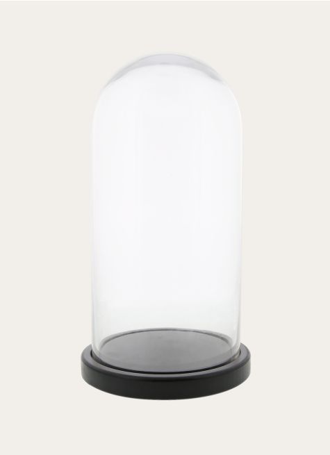 CLOCHE EN VERRE ET SON SOCLE EN BOIS GRAND MODÈLE
