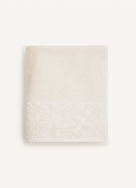 DRAP DE BAIN EN COTON LITEAU CISELÉ