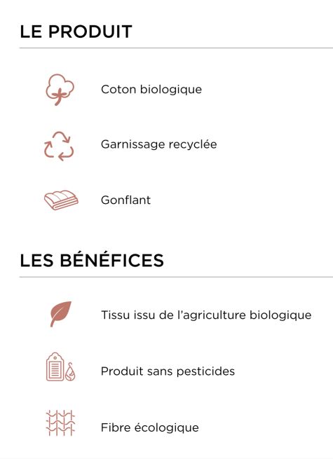 OREILLER CARRÉ MOELLEUX EN COTON BIO