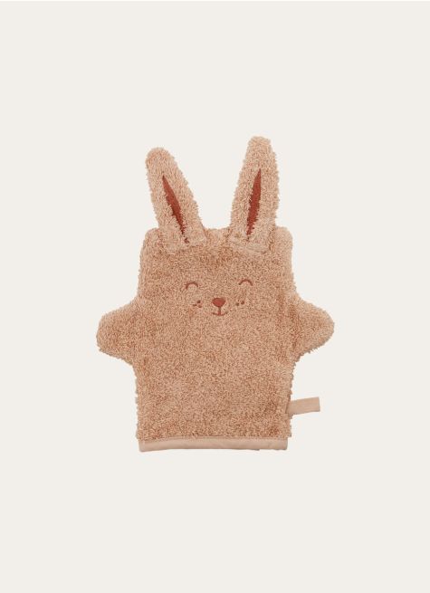 GANT EN COTON ÉPONGE BRODÉE LAPIN OREILLES PATTES