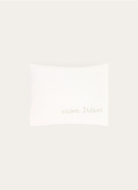 COUSSIN EN GAZE DE COTON BRODERIE FIL DORÉ