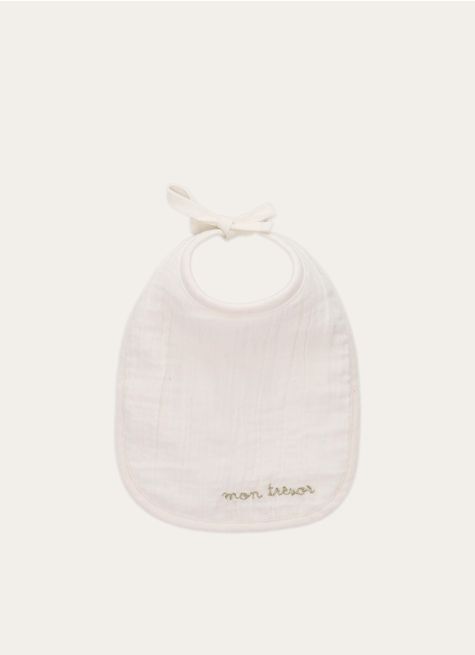 BAVOIR EN GAZE DE COTON AVEC BRODERIE