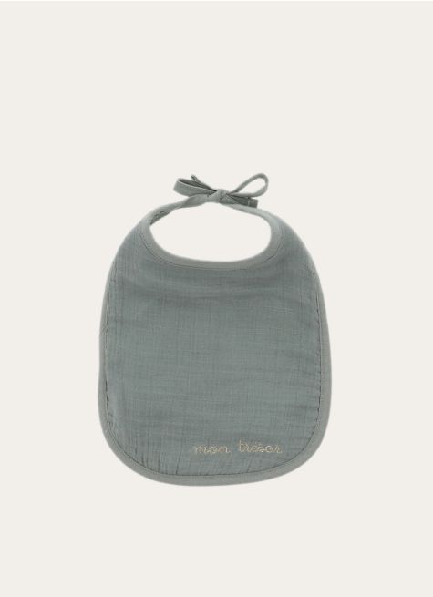 BAVOIR EN GAZE DE COTON AVEC BRODERIE