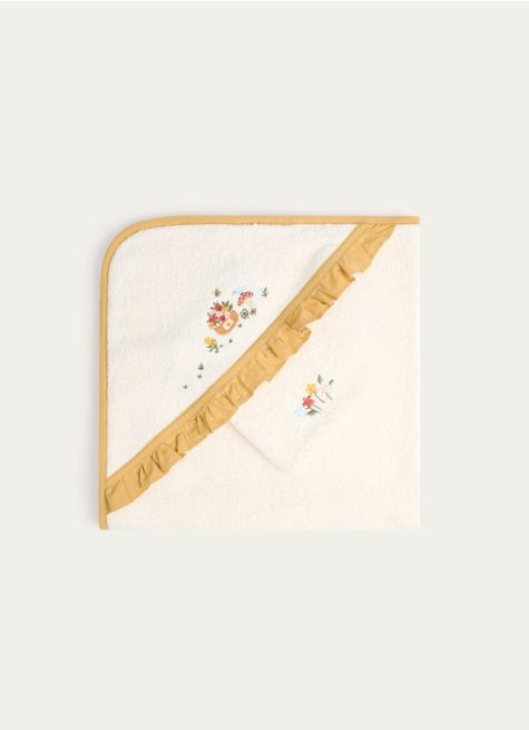 SET CAPE DE BAIN ET GANT DE TOILETTE EGLANTINE