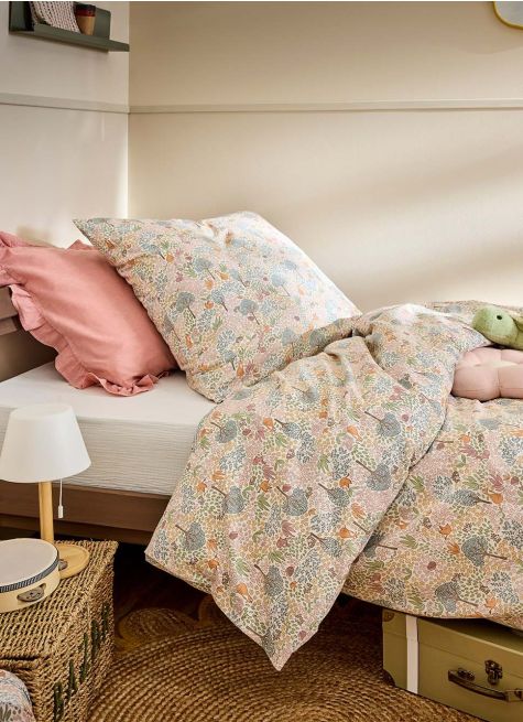 PARURE DE LIT ENFANT COTON IMPRIMÉ ANIMAUX & FLEUR